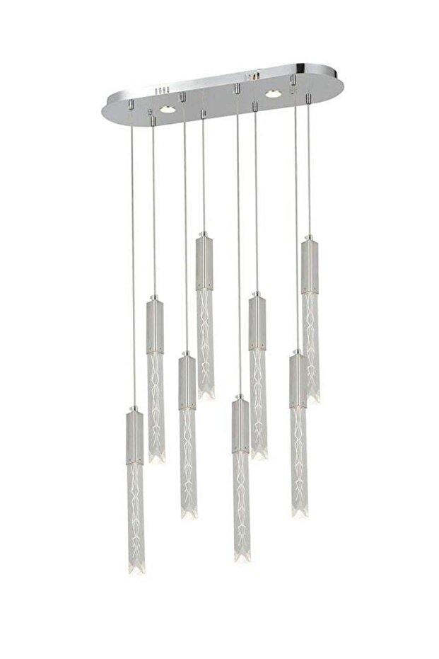 Modern Lighting, Linear chandelier, Light, Long crystal chandelier, Silver Color, 116x60x30 cm, Suitable for dining room, conference room, botiques,Adjustable height
