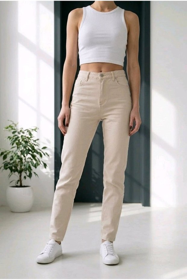 Adara Krem Mom Jeans Women's Lycra High Waist Mom Jeans*11New
