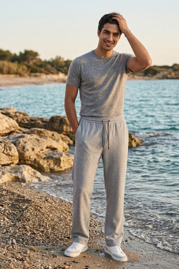 Linen Tracksuit with Elastic Waist, Summer Comfortable Jogger