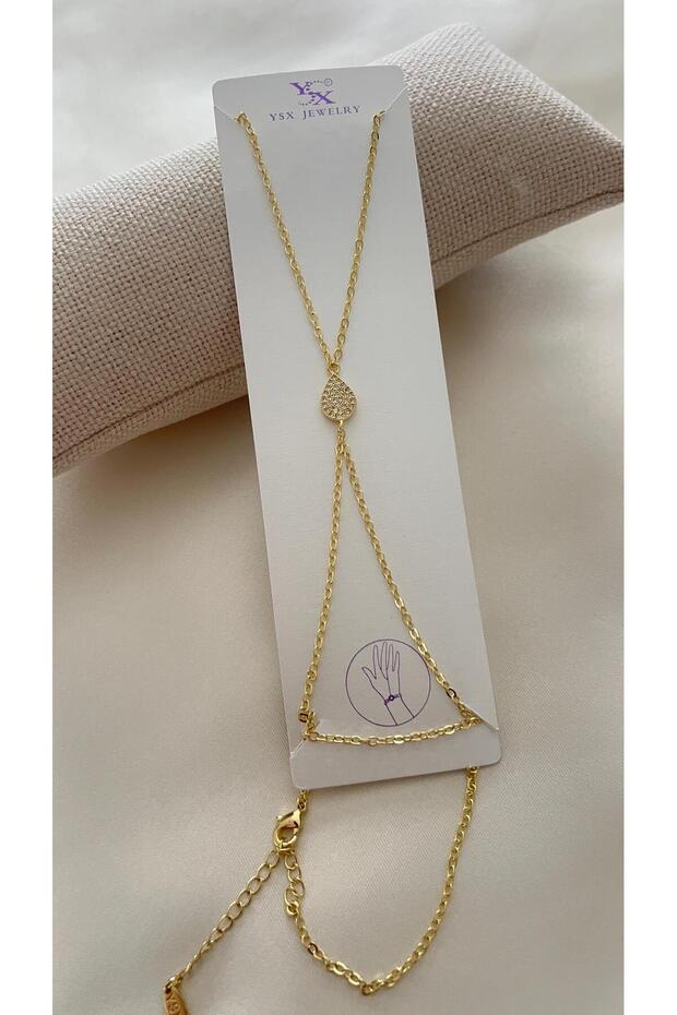 Gold Drop Stone Shahmeran Bracelet – Adjustable with Zircon Stones, Elegant Women's Sparkling High Quality