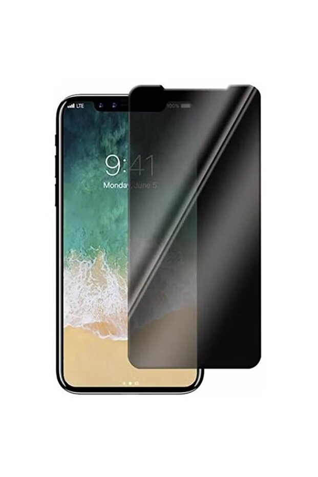واقي شاشة من الزجاج المقوى المضاد للتجسس لهاتف ابل ايفون Xr باللون الأسود