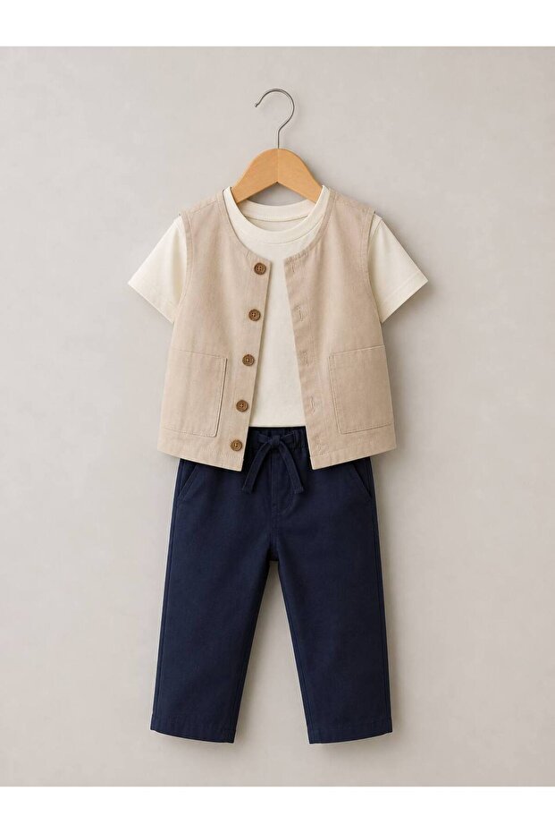 Boys' Cotton Shirt 3-Piece Set Summer Comfortable Fit