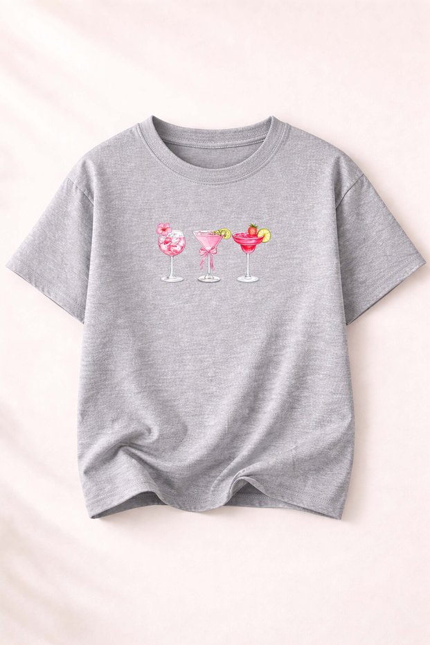 Summer Print Detailed Women's Crew Neck Cotton T-Shirt