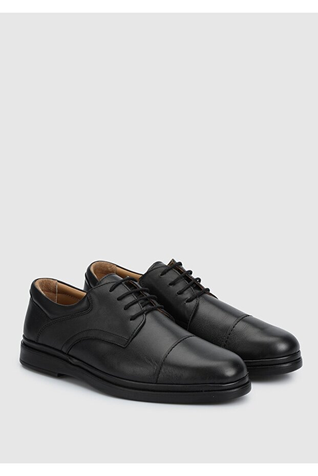 Black Leather Men's Shoes - 2