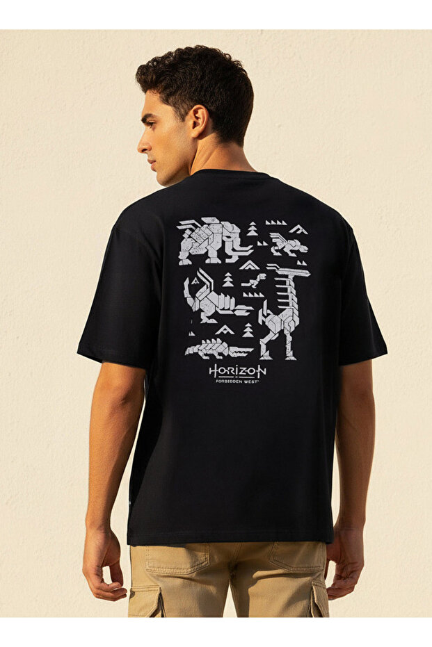 Men Regular Fit Crew Neck Short Sleeves Horizon Forbidden West Print T-shirt