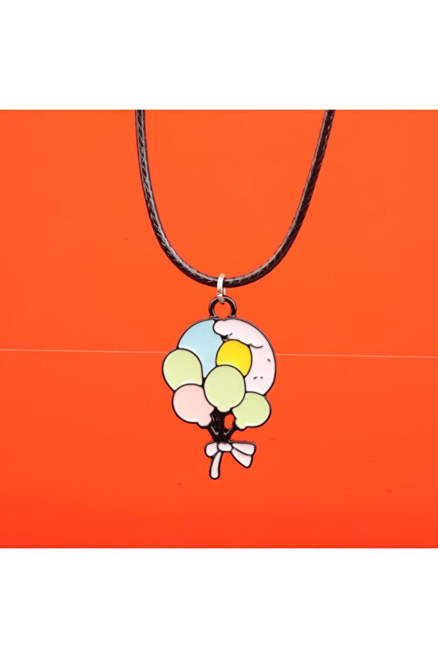 Mineli Balon Model Deri İpli Kolye