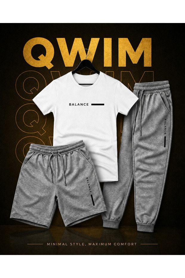 Qwim Stylish 3-Piece Printed T-Shirt-Shorts-Sweatpants Set