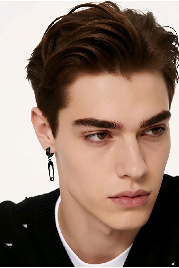 Steel Fork Needle Figured Dangle Unisex Earrings