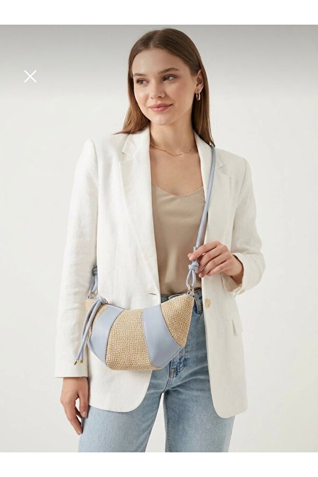 Croissant Style Straw Bag Hand and Shoulder Bag