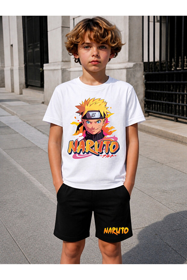 Naruto Anime Printed Boys' Shorts-T-Shirt Set