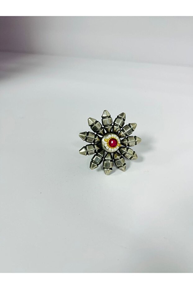 Handcrafted Oxidized Ring Ethnic Indian Flower Statement Jewelry