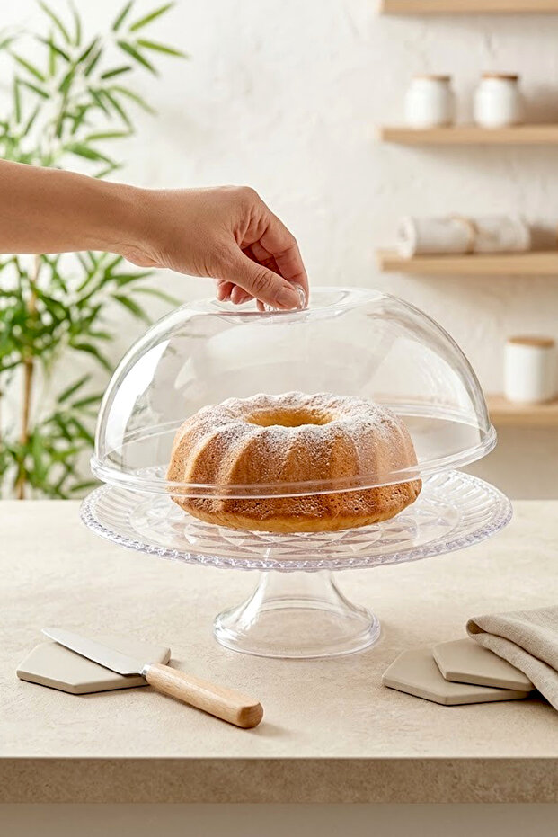 Multi-Purpose Cake and Pastry Storage Container with Round Lid and Stand