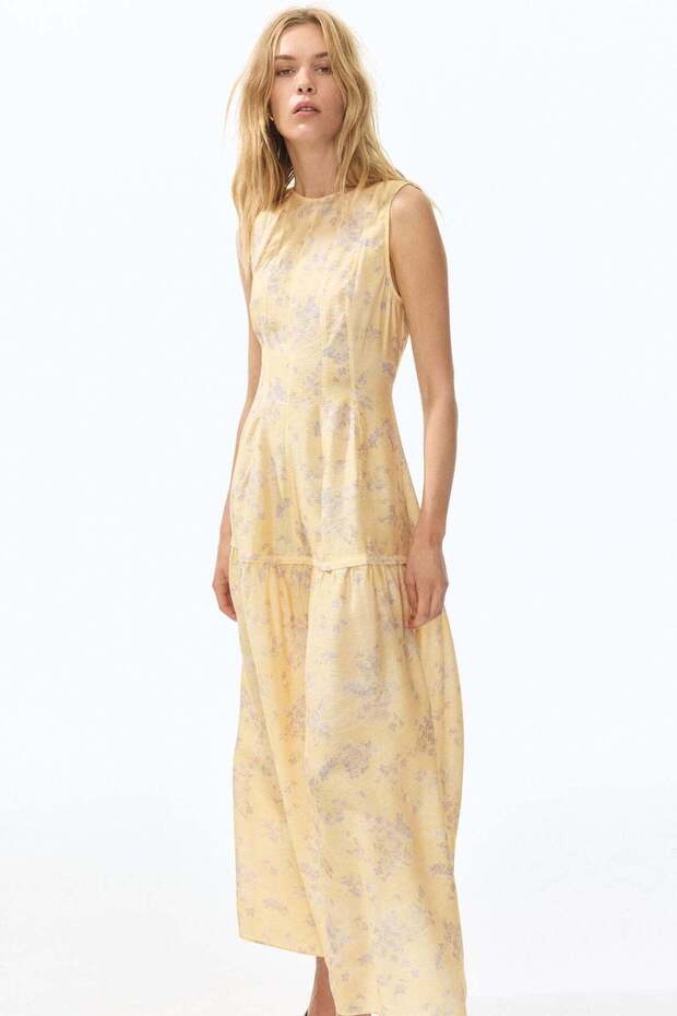 Patterned flared-skirt dress