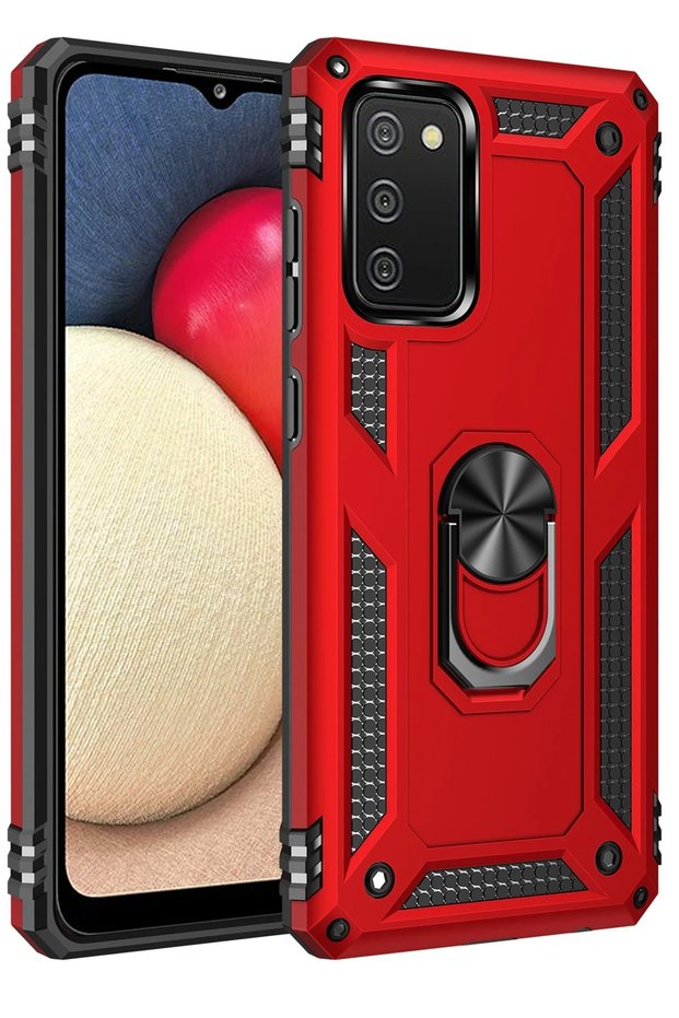 Ilkeshop New Galaxy A03S Case Sofia Ring Silicone Cover (94210) - Red