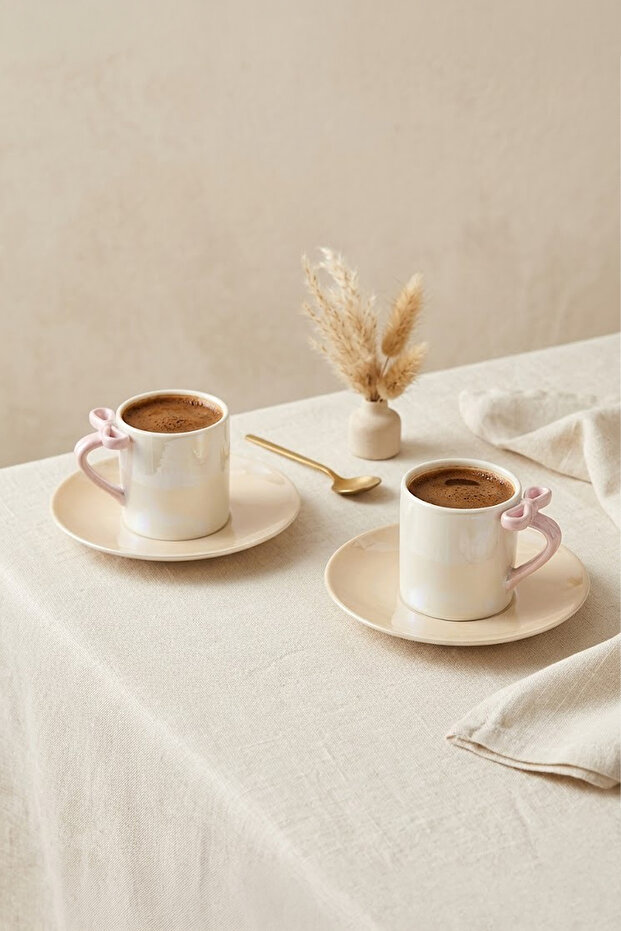 Fiyonk 4 Piece 2-Person Porcelain Coffee Cup Set 100 ml