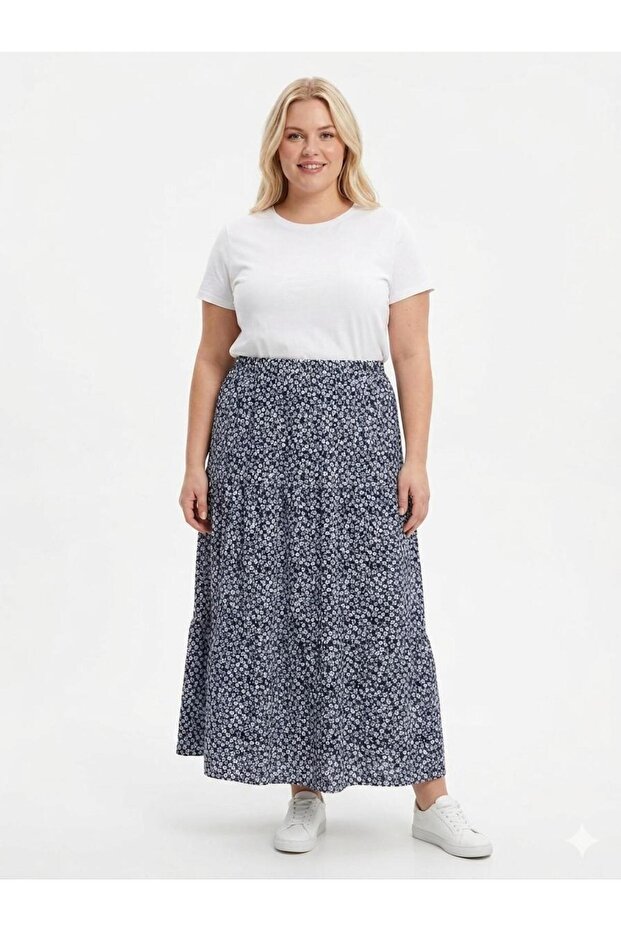 Plus Size Women's Elastic Waist Skirt