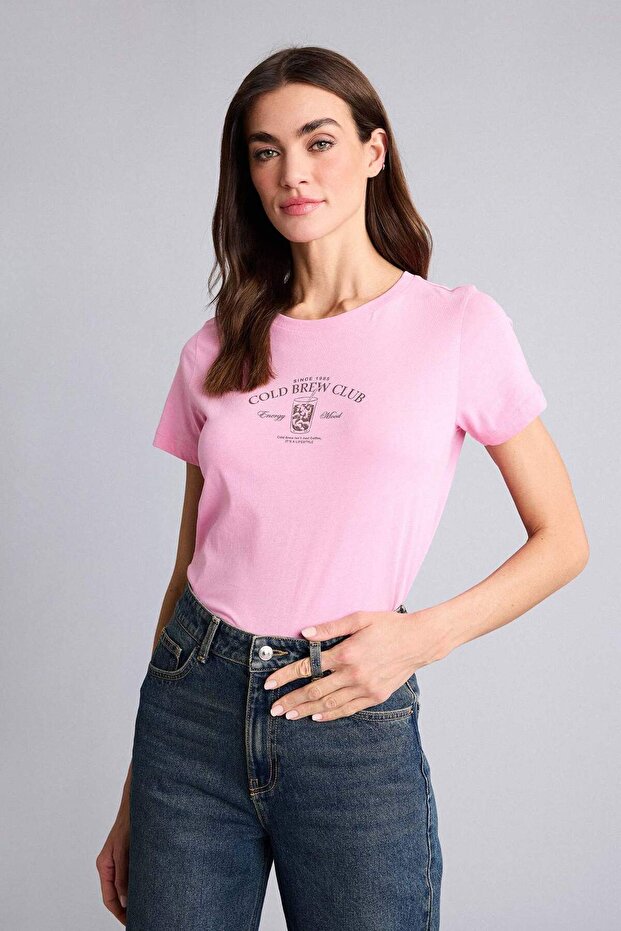 100% Cotton Regular Fit Crew Neck Printed Combed Cotton Short Sleeve T-Shirt H1926Ax26Sm