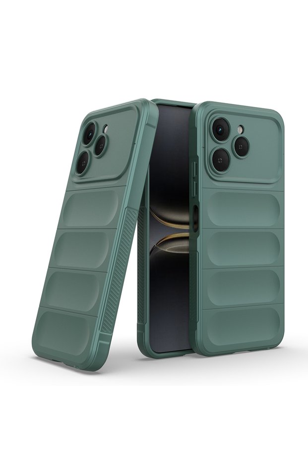 Tecno Spark 40 Compatible Case with Hollowed-Out Back Surface Design, Ethnic Silicone T40078 - Dark Green