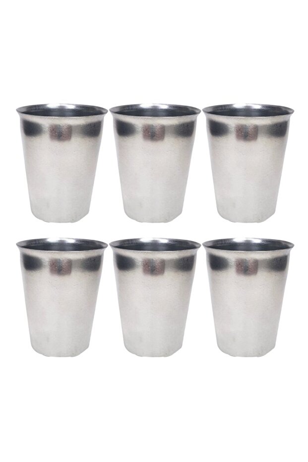 6 Stainless Steel Chrome Cups 9 X 7.5 X 5.5cm
