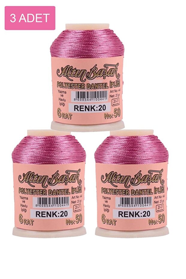 3 Pieces of Gold Spike Needle and Lace Thread 20 Gr - No: 020