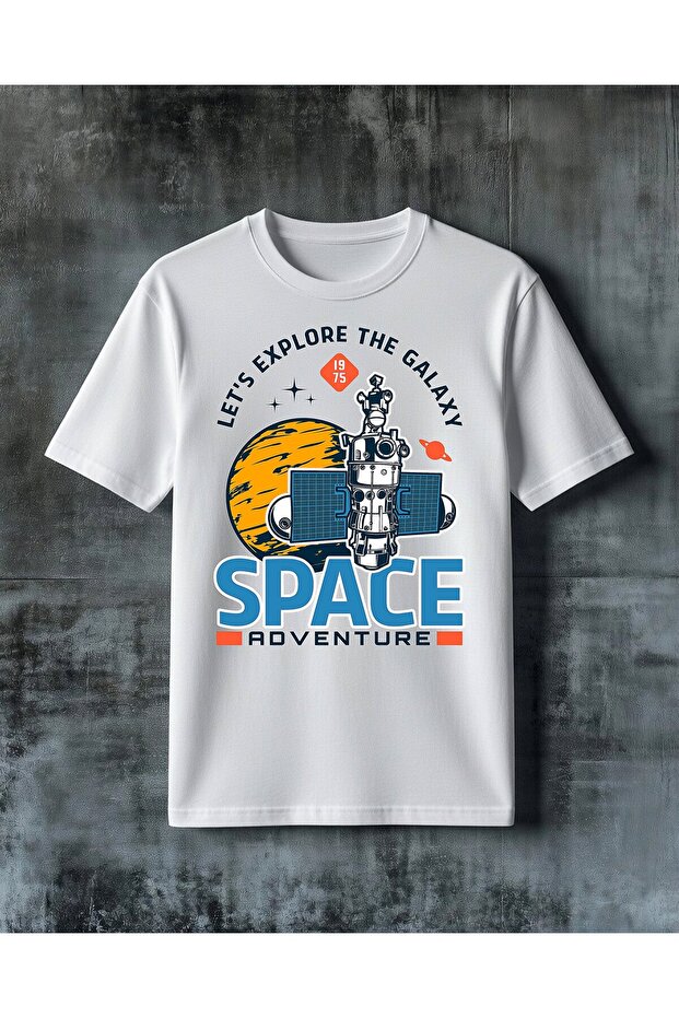 Space Adventure Space Satellite Printed Oversize T-Shirt