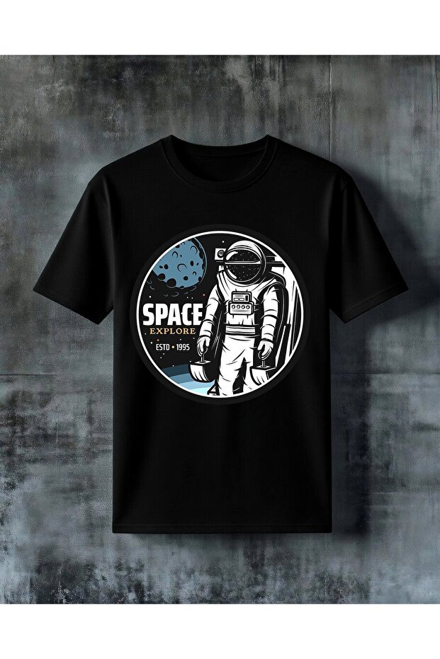 Space Explore Astronaut Printed Oversize T-Shirt