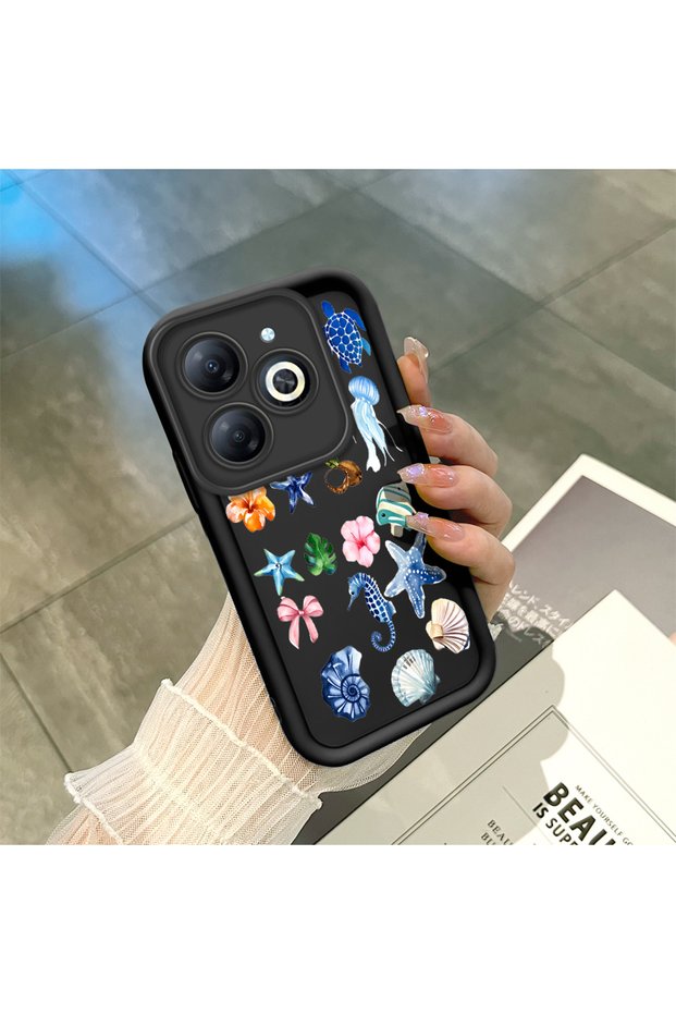 حافظة سيليكون سوداء متوافقة مع هاتف Tecno Spark 20/20C، مقاومة للصدمات مع حماية للكاميرا