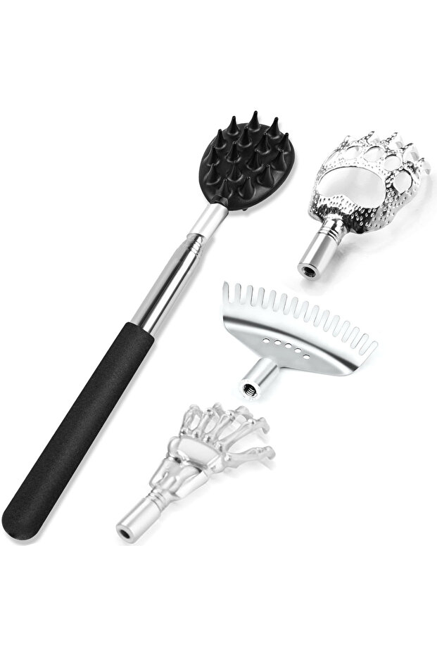 4 in 1 Black B 1-5Pcs Telescopic Back Scratcher Extendable Massager for Itch Relief Body Relaxation