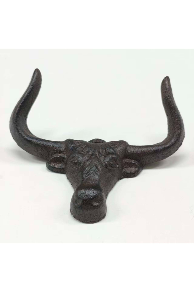 style1 Cast Iron Decorative Hooks Bull Head Figure Wall Mounted Vintage Household Organizer Rack Han