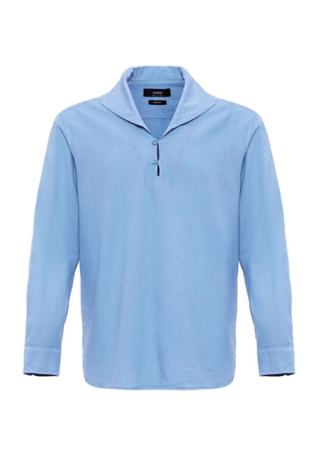 Apaş collar buttoned men's shirt