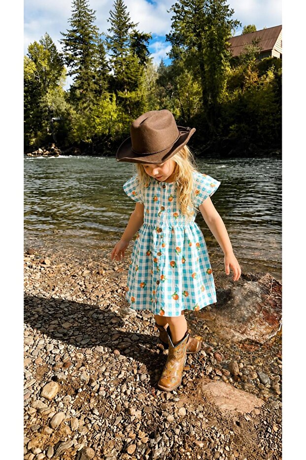 Girl's Fruit Patterned Printed Dress