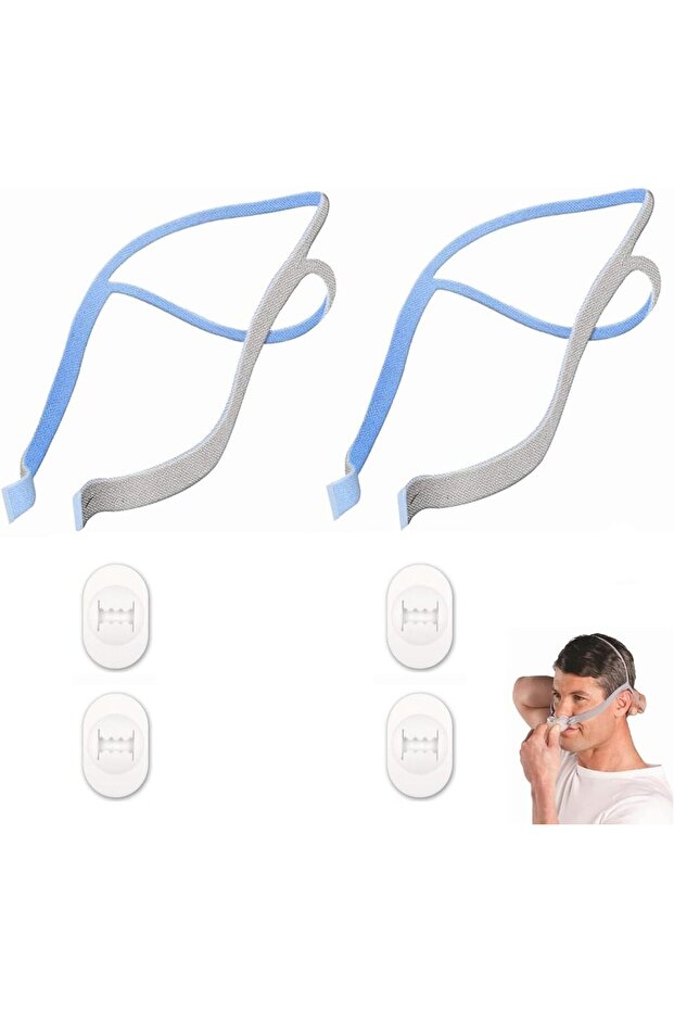 2 Pcs Blue 2PCS Replacement Headgear Compatible with AirFit P10 Adjustable Straps with 4 Clips for N