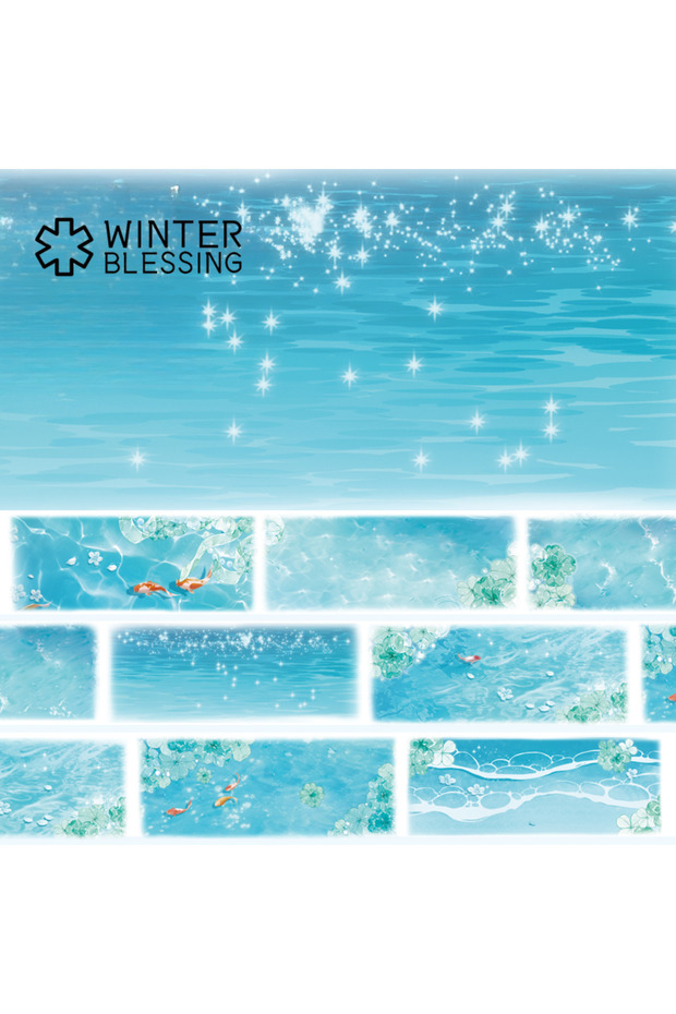 Blue Flower 2m Laser Iridescent PET Tape Blue Flower Transparent Roll Stickers Decorative Adhesive T
