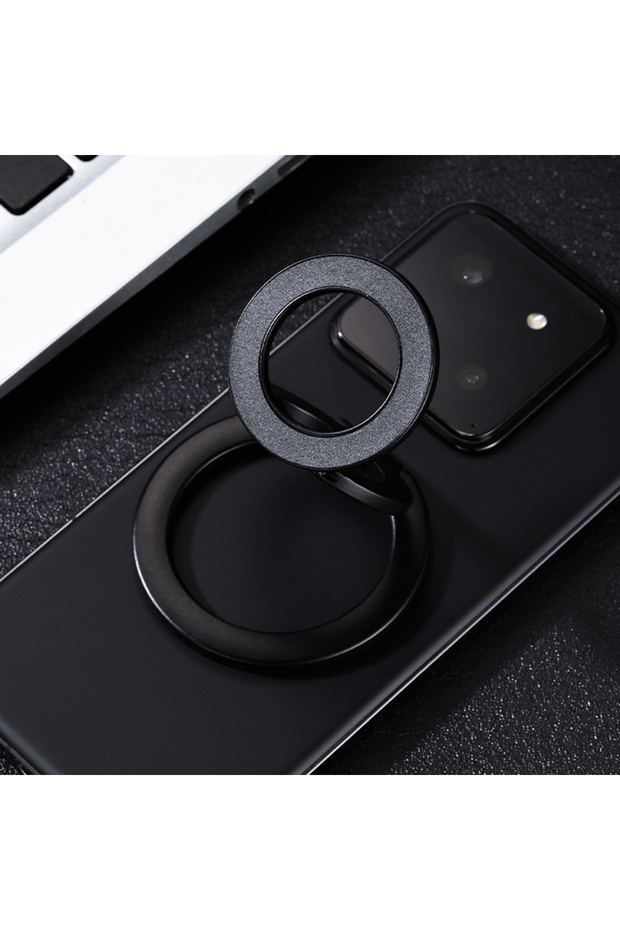 Black Dual-sided Strong Magnetic Phone Holder for Magsafe Desktop 360° Rotation Finger Ring Stand fo