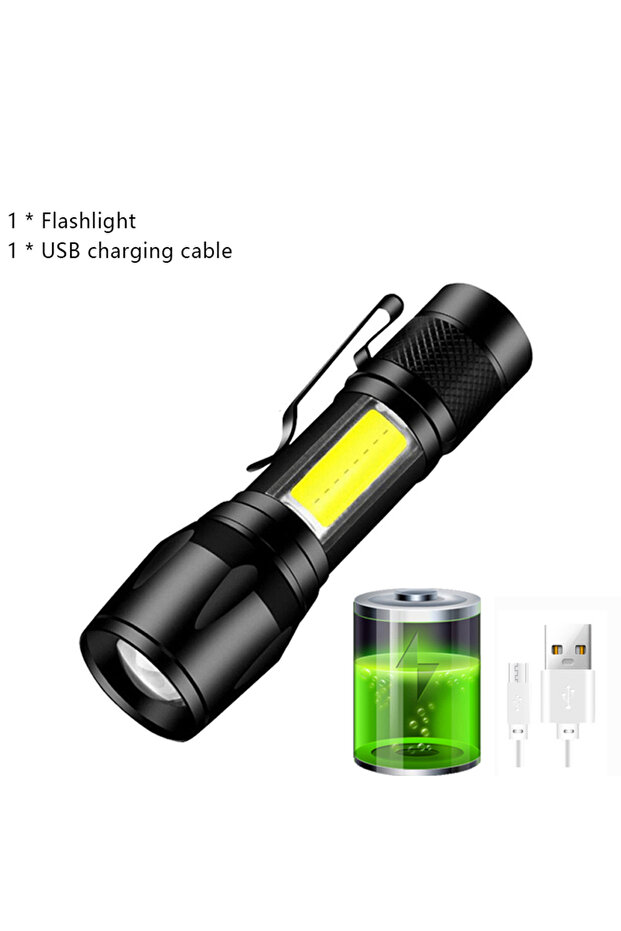 flashlight High Power LED Flashlight USB Rechargeable Waterproof Torch with COB Side Light Portable