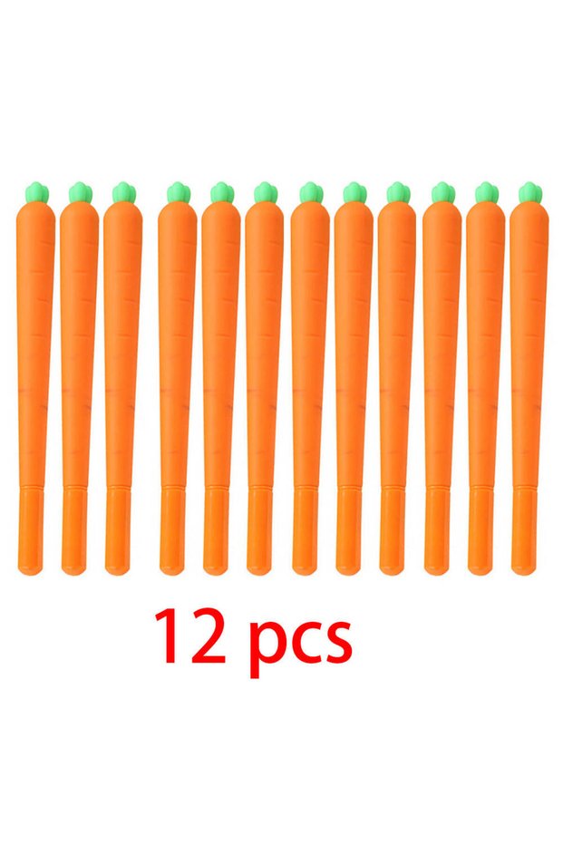 black 12 pcs 1-2-4-12 Pcs Cute Kawaii Carrot Gel Pen Promotional Gift Stationery School Office Supp