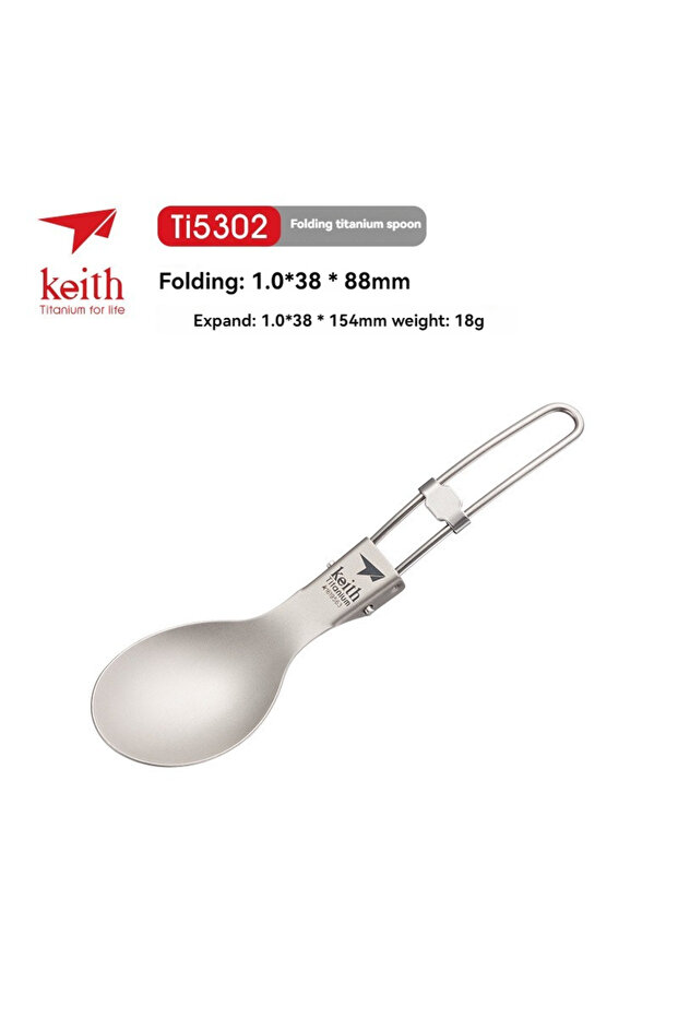 Ti5302 Keith Titanium Tableware Spoon Portable Healthy Lightweight Outdoor Picnic Hiking Folding Cut
