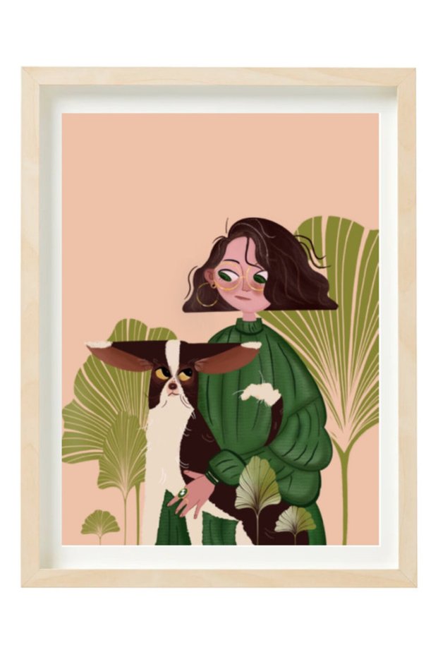 Dog Lover, Pet Lover Animal Illustration Nursery Poster with Frame