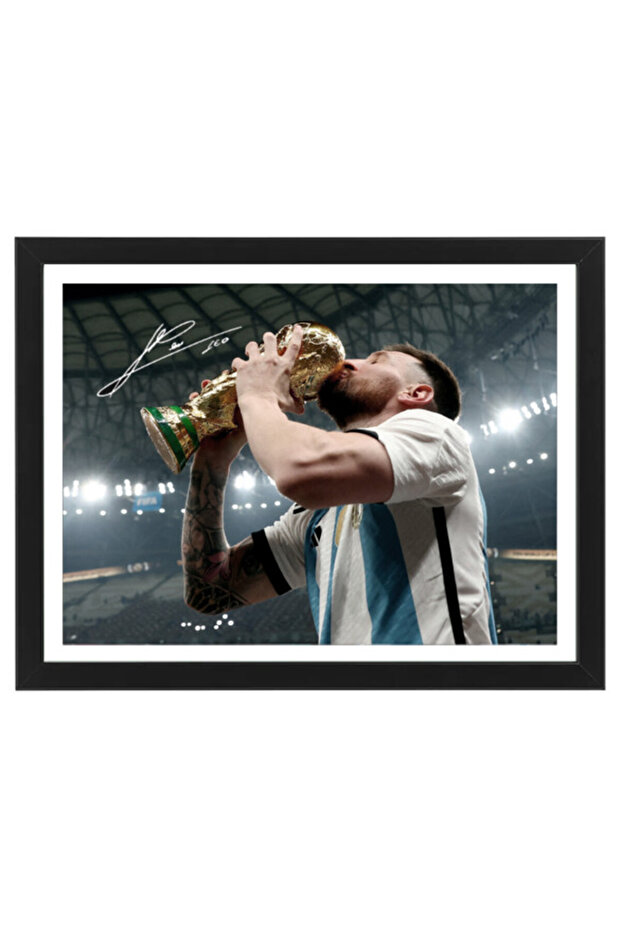 Lionel Messi Argentina Champion Autographed Poster with Frame 30x40cm