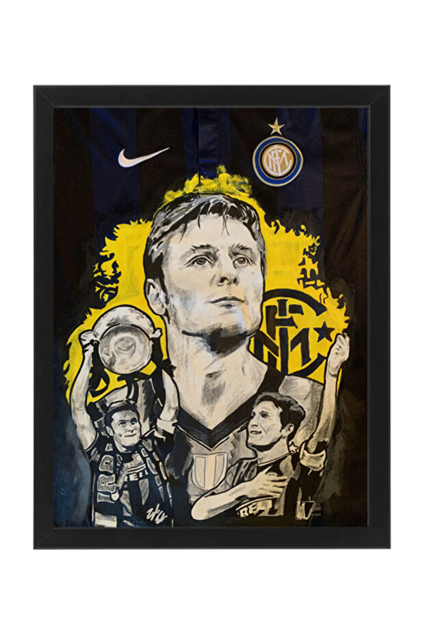 Javier Zanetti Inter Milan Jersey Art Poster with Frame 30x40cm
