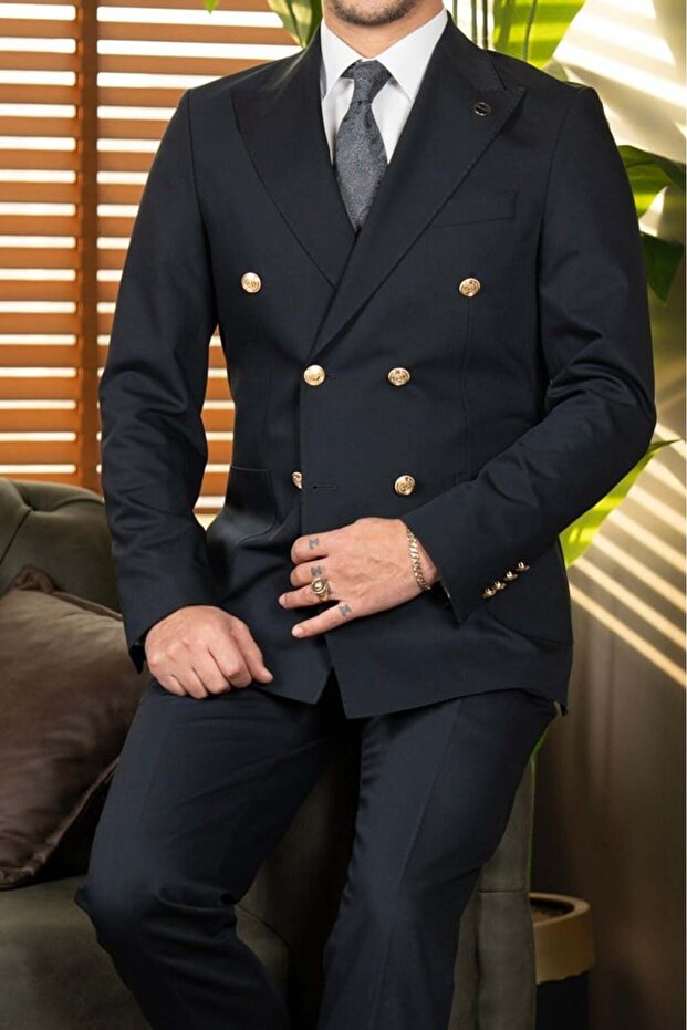 Limited edition double-breasted suit navy blue