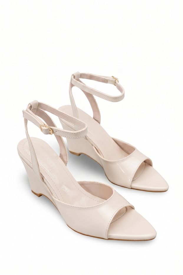 Women's Heeled Shoes 00125001 Beige Patent Leather
