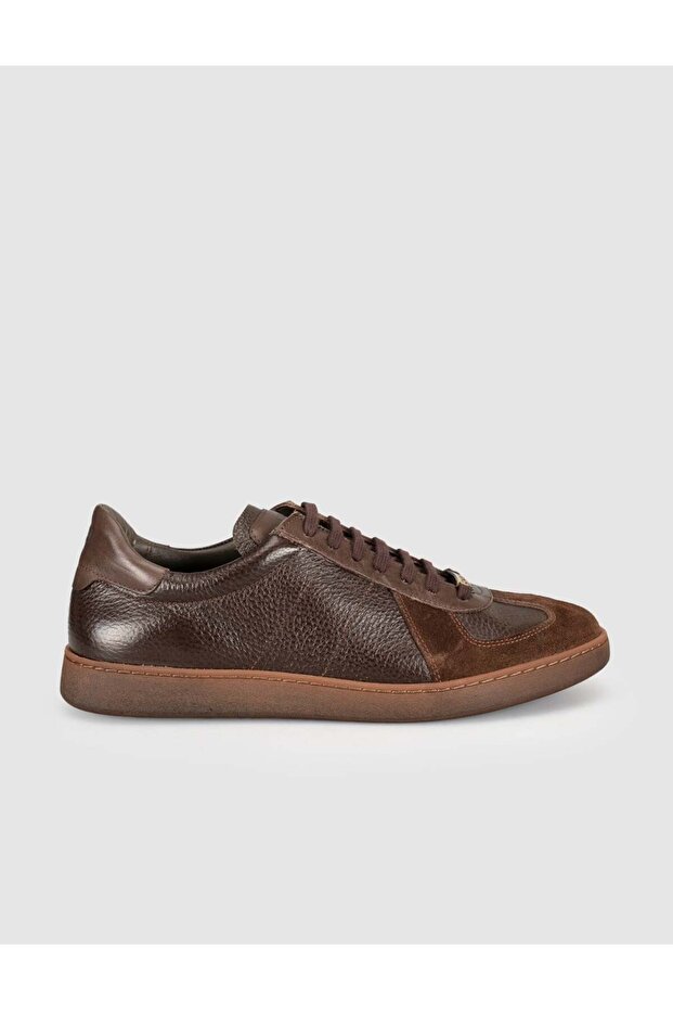 Genuine Calf Leather Brown Napa Men's Sneaker Shoes