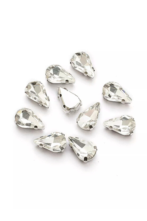 6X10 Cased Strut Drop Glass Stone 50 Pieces Crystal