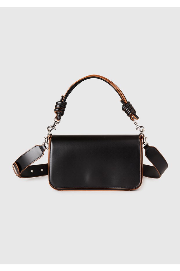 Women's black faux leather bag with contrast detail