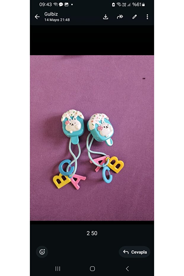 Double buckles with blue rabbit and letters