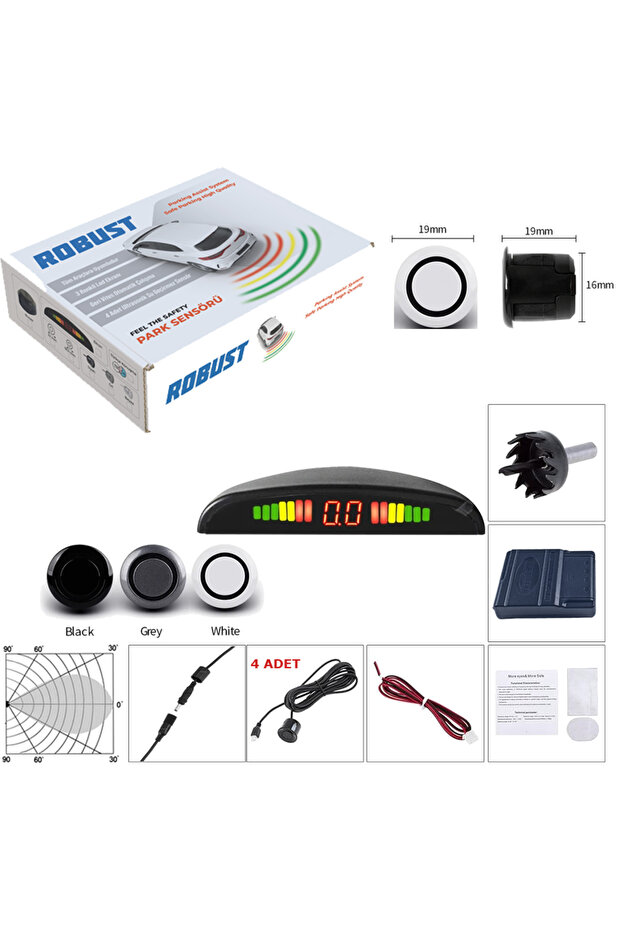 Park Sensor with Led Display 18.5mm White Piece