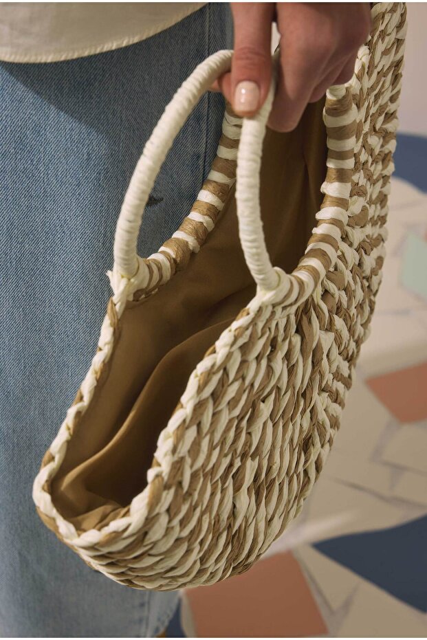 Wicker Basket Bag Camel - 5