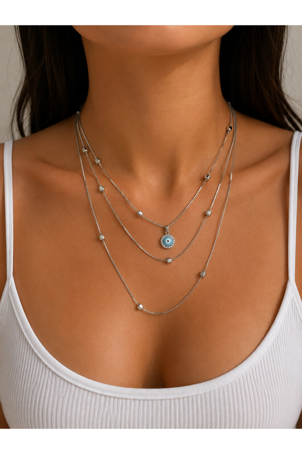 Evani 3-Piece Star Detailed Stone Necklace Set