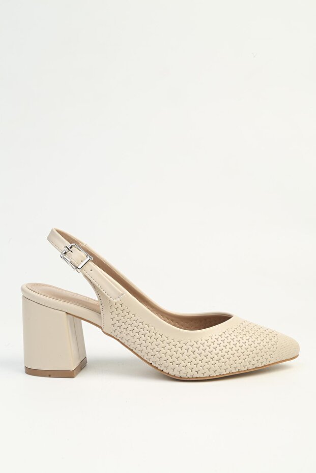 Pantofi bej cu toc gros - 2